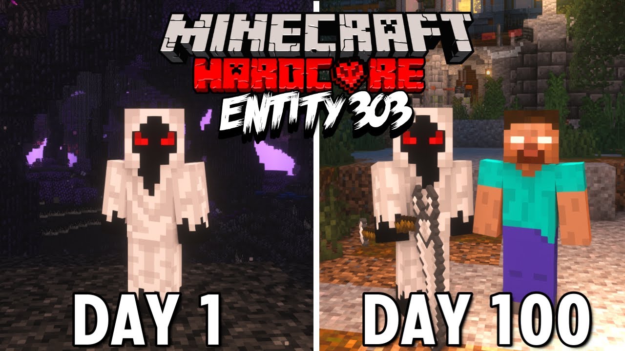 I Survived 100 Days as ENTITY 303 in Hardcore Minecraft... (Hindi ...