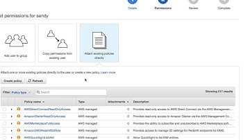 Create IAM credentials for Sendy