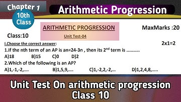 Arithmetic progression Unit test | Applied questions and answers | Class 10 AP unit test
