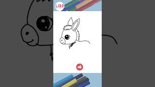 Draw a Cute Donkey Step by Step  Easy Drawing for Kids #lidoartworks Short