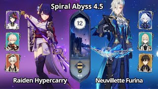 C0 Raiden Hypercarry & C0 Neuvillette Furina - NEW Spiral Abyss 4.5 Floor 12 Genshin Impact