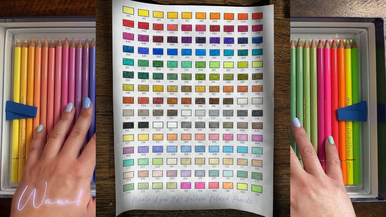 Filling out my 150 Holbein Colored Pencil Swatch Sheet 