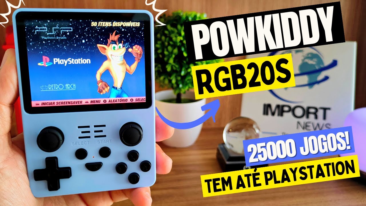 Video GameBoy Powkiddy RGB20 64GB Atualizado com Jogos em Português PT-BR  PSP/PS1/N64/SNES/NintendoDS e muito mais