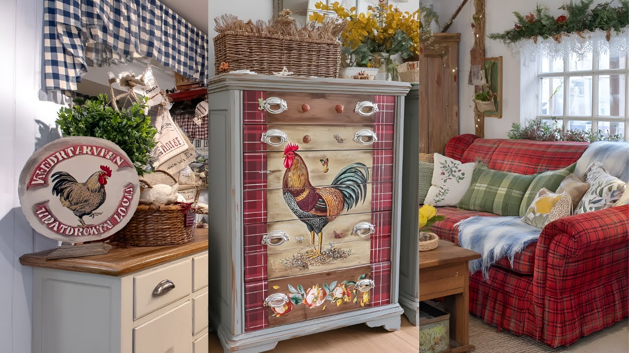 Rustic Rooster Revival | DIY Red Plaid Projects for Country Farmcore