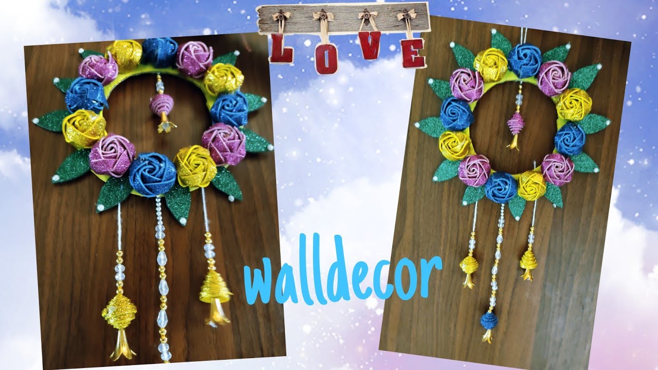 Easy wall hanging made with glitter foam sheet Diy new idea 🦄 YouTube