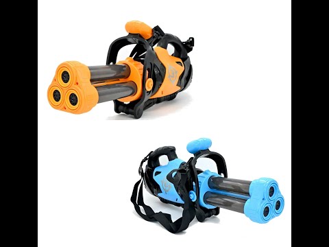 Помповый игрушечный автомат пулемет стрелялка ружье с тремя стволами детское оружие 24 мягких шарика в наборе, видео 1