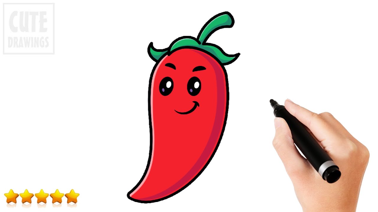 How to Draw a Cute Chili Pepper (Easy and Step by Step) 🌶️ - YouTube