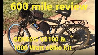 600 mile review Walmart Genesis V2100 & Ebay Ebike Kit