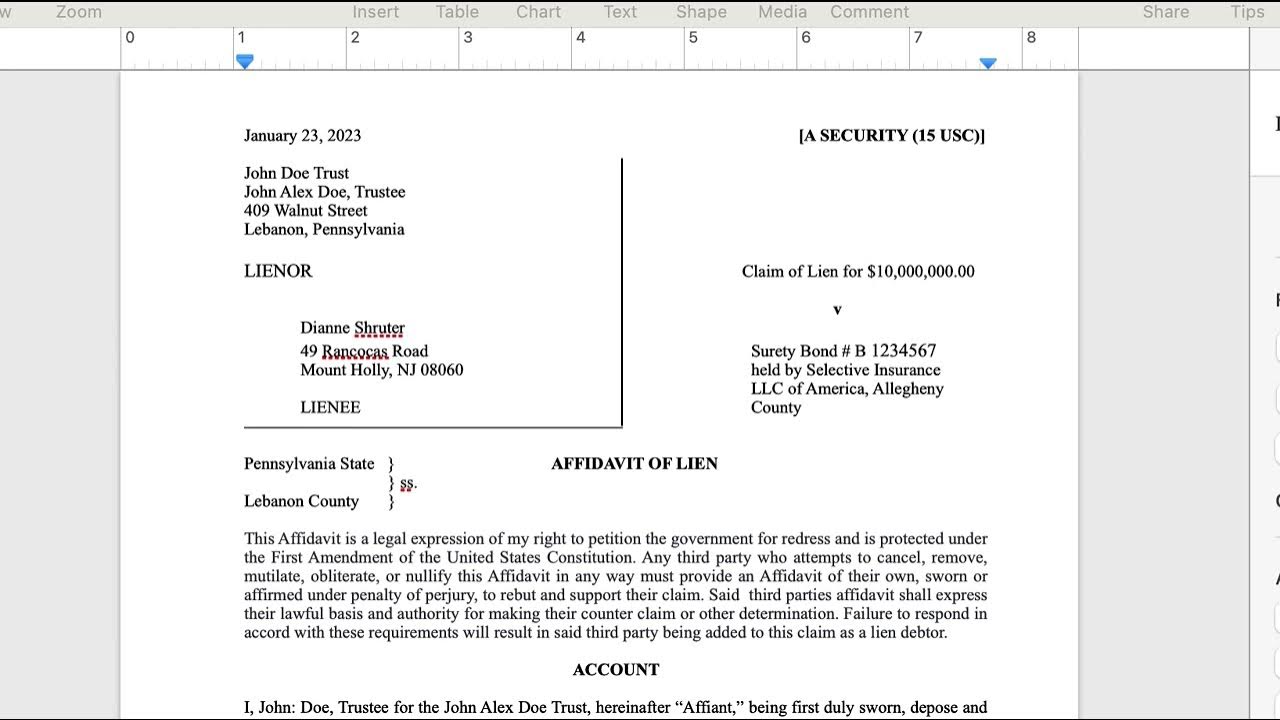 January 2023 6/6.. Equitable lien on a Surety Bond (1 of 2 videos