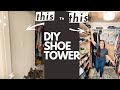 Diy shoe tower space saving small closet organization