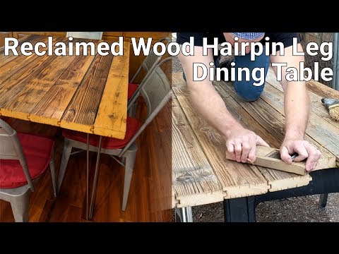 Reclaimed Wood Metal Hairpin Leg Dining Table You