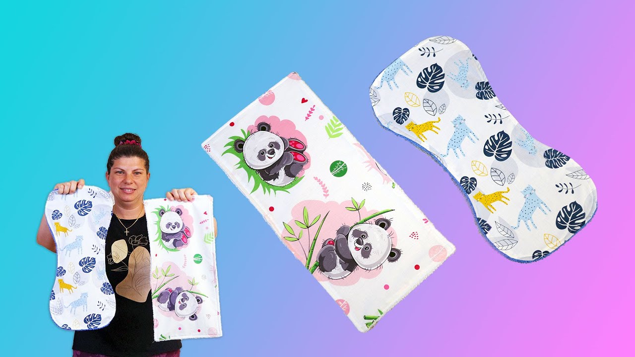 DIY Baby Burp Cloth // 2 Shapes - Rectangle or Contoured // Baby Burp Cloth Sewing Pattern