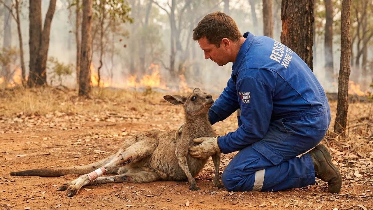 Helpless Kangaroo Trapped in Bushfire & Saved by Rescue Xone | Real Rescue Story