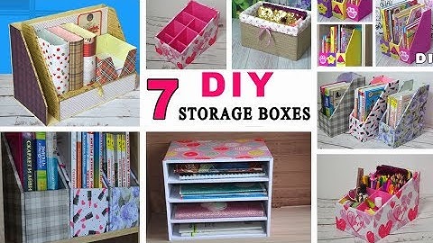 7 ideas diy storage boxes // cardboard desk organizers