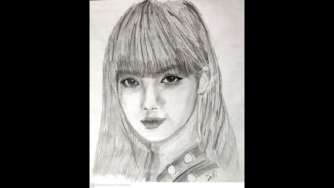 Menggambar sketsa wajah Lisa Blackpink (Drawing Lisa Blackpink) dengan