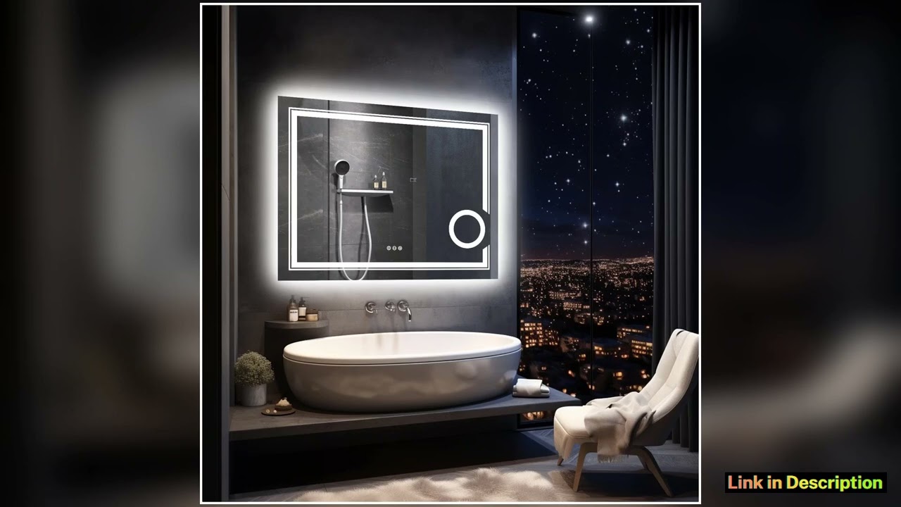 Wisfor LED Lighted Smart Bathroom Mirror 3X Lighted Magnifier Wall Mounted White Light Front