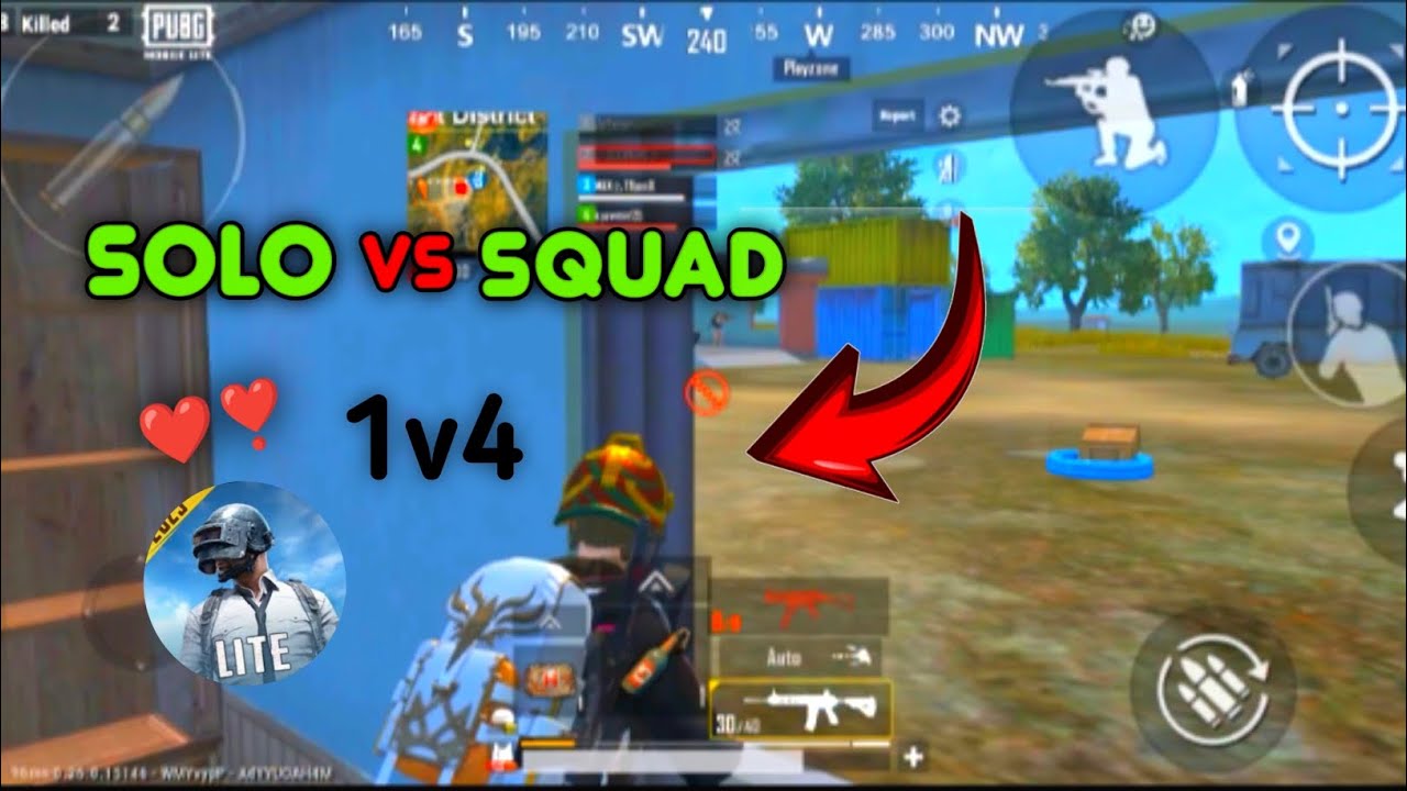 Solo vs Squad 1v4 clutch || PUBG MOBILE LITE || - YouTube