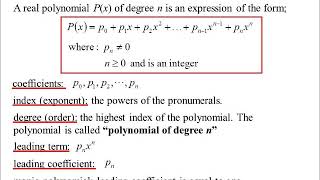 11X1 T12 01 polynomial definitions