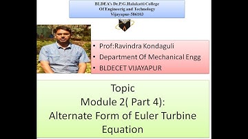 Alternate Form of Euler Turbine Equation