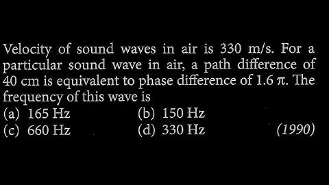 Velocity of sound waves in air is 330 m/s. For a particular sound wave in air, a path  SW DTS 07 Q6