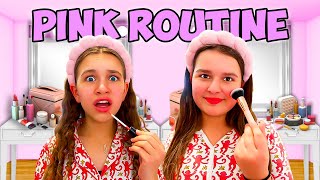 I COPIED My 13 YEAR OLD SISTER'S MORNING ROUTINE! ***only using PINK products
