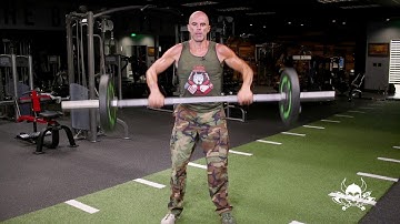 BARBELL SQUAT THRUST TO PUSH UP TO CLEAN TO PRESS