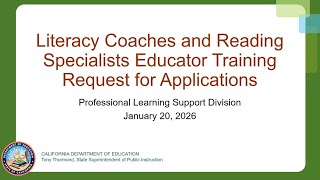 2025 Literacy Coaches and Reading Specialists Educator Training Grant Request for Applications