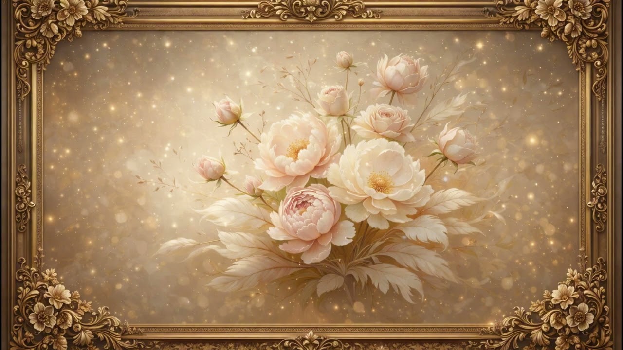 Beautiful Floral Background | TV Wallpaper | Relaxing Golden Design