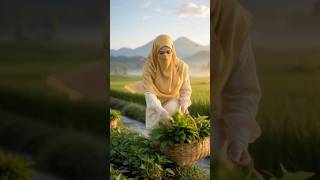 picking water spinach🥬 #ai #aishorts #village #garden #content #cooking #harvest #shorts #trending