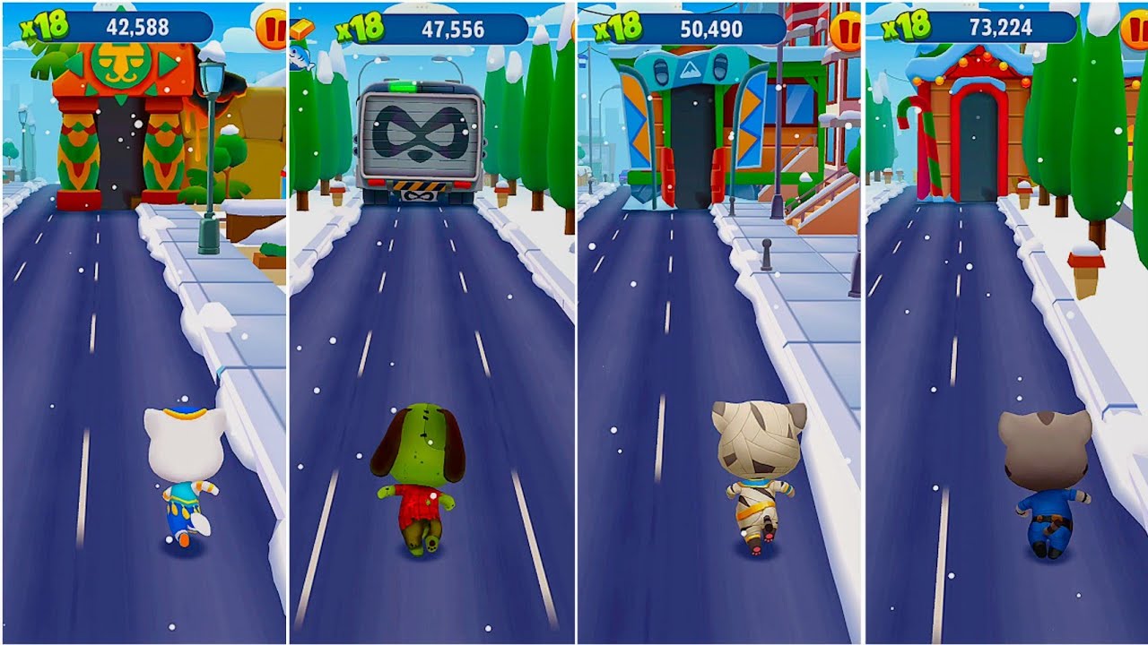 Talking Tom Gold Run Talking Angela, Talking Hank, Talking Tom, Talking Ben, RabiaGameplay