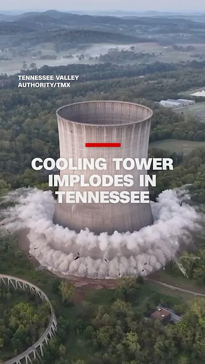 Nuclear cooling tower is demolished in Tennessee