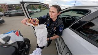 Handing out Donuts and Coffee to Cops on my S1000RR!
