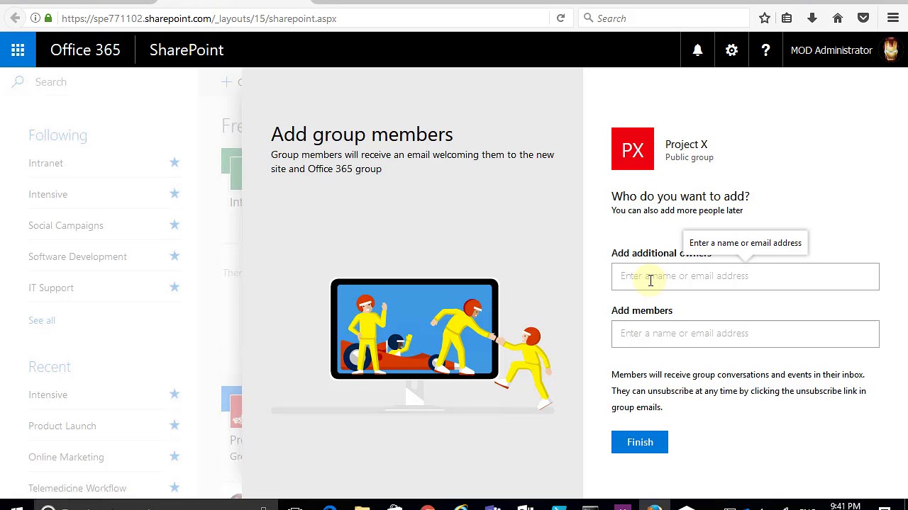 How to create a SharePoint Team site