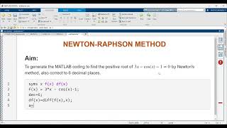 Newton-Raphson method MATLAB coding (Part1)
