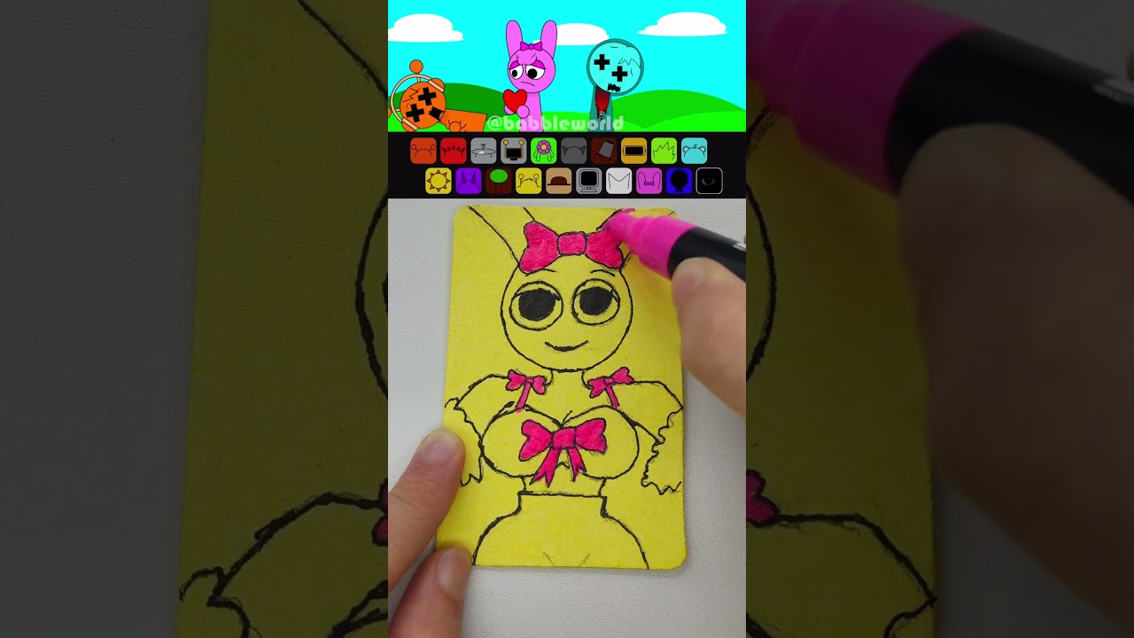 Рисуем персонажа Sprunki Pinki на волшебной губке 💖🧽 