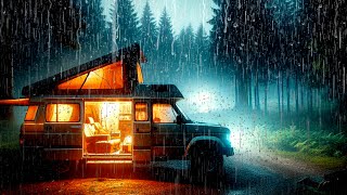 Beat Stress & Insomnia with Torrential Rain on RV Roof, Intense Thunder ~ Rain Ambience for Sleep