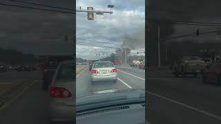 Crazy accident in hwy210 MD.  THE CAR IS ON FIRE!!!!!