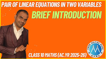 Pair of Linear equations in two variables | Brief Introduction | class 10 Maths