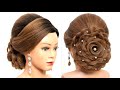 Wedding hairstyles for long hair. Messy bun. Medium length hairstyles