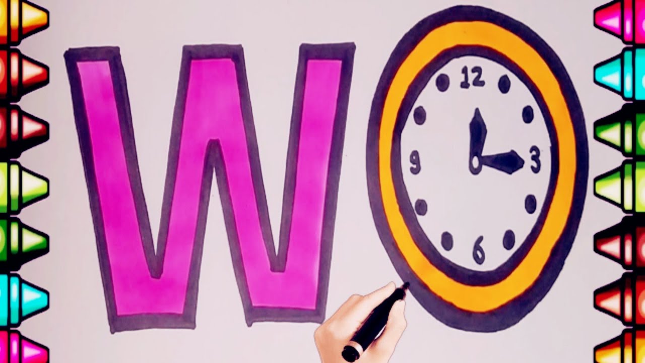 W For Watch Drawing And Colouring Easy Step By Step| W For Watch|