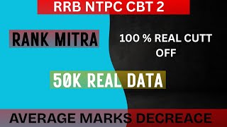 RRB NTPC CBT 2 CUT OFF ZONE WISE AND AVERG MARKS | RANK MITRA 50K PLUS REAL DATA #ntpc #cutoff