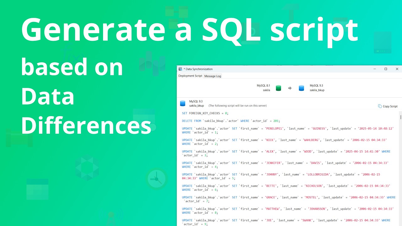 How to generate a SQL script based on data differences? - YouTube