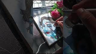 🎨 Lord Krishna Drawing 💙🦚 | #Shree Krishna #Art  #shorts#painting