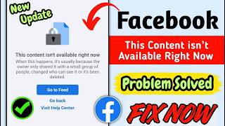 Fix Facebook This Content Isn't Available Right Now Problem 2026 | Go to News Feed Fix