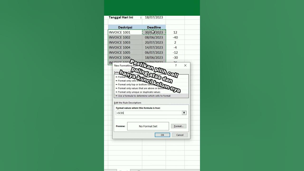Conditional Formatting Deadline Date