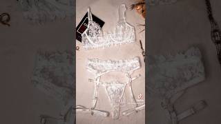 White Wedding Lingerie See Through Sheer Lace with Garter Belt #bridal #wedding #fyp #fypシ