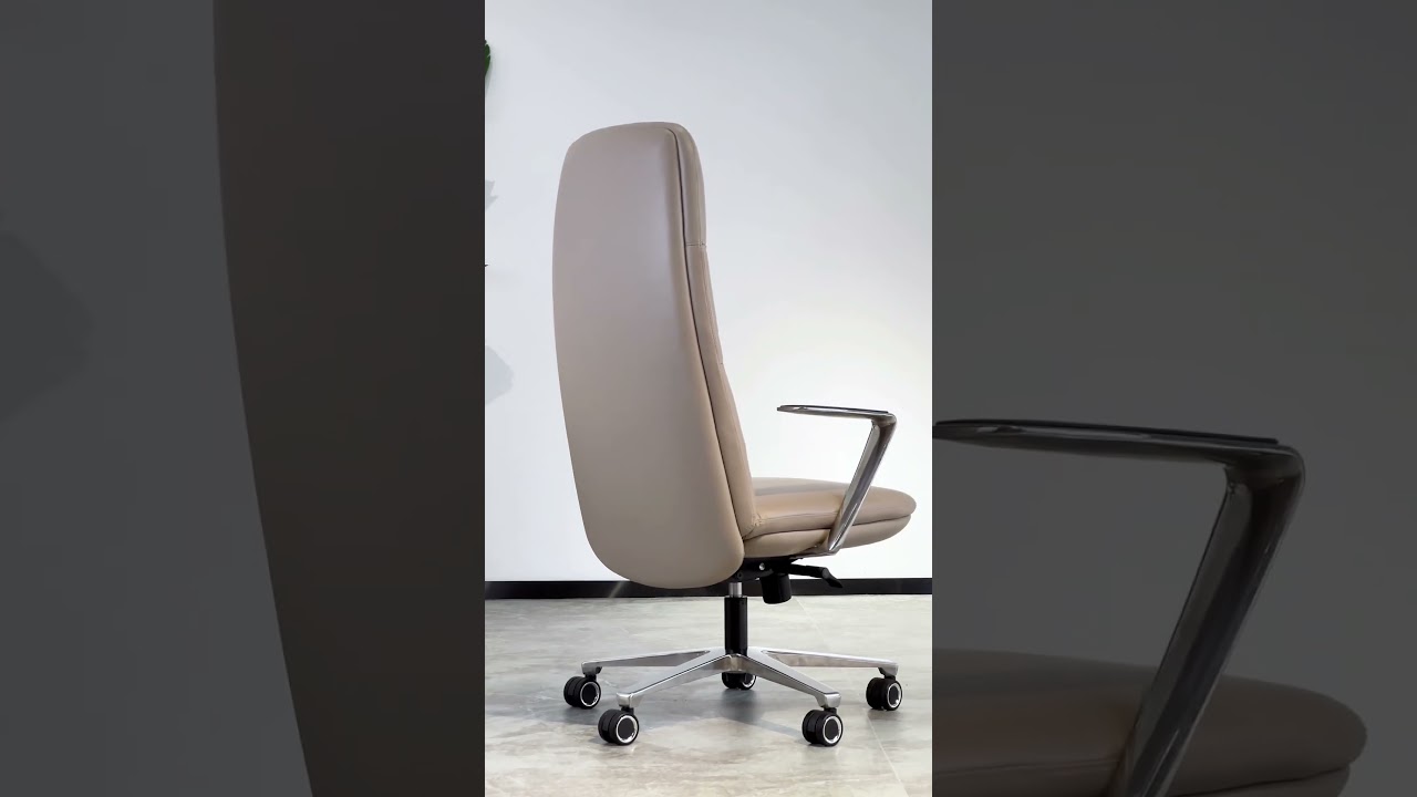 Premium Stainless Steel Framed Leather Office Chair with Caster Wheels | FOH Furniture YouTube player
