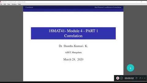 18MAT41-Module 4- Correlation - class 1 | Dr.Shantha Kumari K