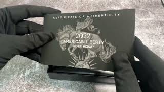 2022 P 1 oz American Liberty Proof Silver Medal Unboxing