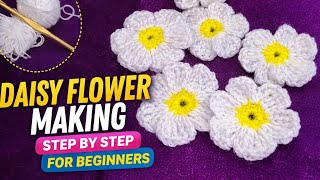 How to Crochet a Daisy Flower 🌼 | Step by Step Tutorial for Beginners | Easy Crochet Flower Pattern